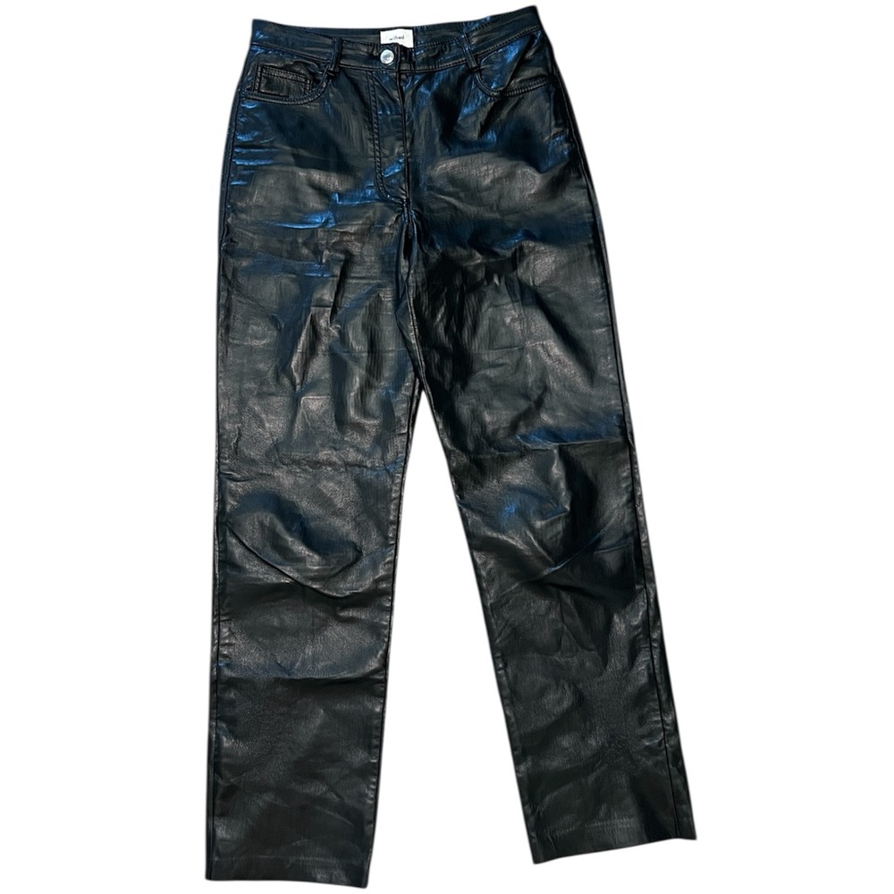 Wilfred Aritzia Black Faux Leather High Waist Pants Minimalist Streetwear Size 4